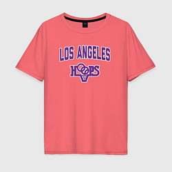 Футболка оверсайз мужская Los Angeles hoops, цвет: коралловый