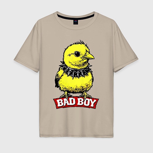 Мужская футболка оверсайз Bad boy chicken / Миндальный – фото 1