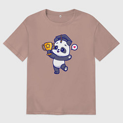 Футболка оверсайз мужская Панда чемпион, цвет: пыльно-розовый