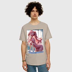 Футболка оверсайз мужская Медсестричка позаботится о тебе, цвет: миндальный — фото 2