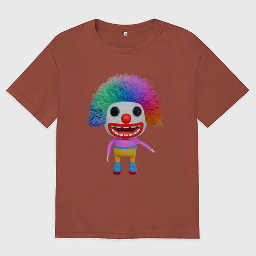 Мужская футболка оверсайз Cartoon clown colorful / Кирпичный – фото 1