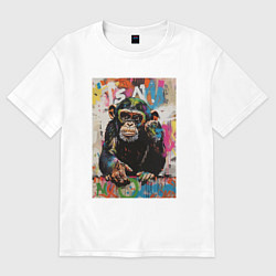 Футболка оверсайз мужская Monkey color, цвет: белый