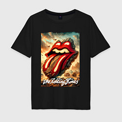 Футболка оверсайз мужская Rolling Stones - logo transformation, цвет: черный