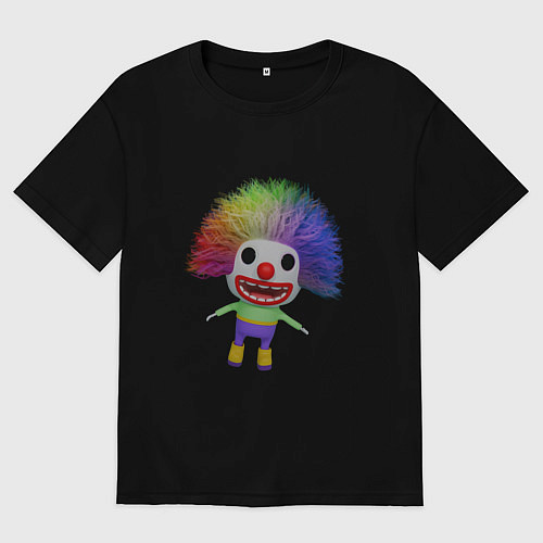 Мужская футболка оверсайз Cartoon clown colorful hair / Черный – фото 1