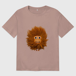 Футболка оверсайз мужская Funny cartoon monster, цвет: пыльно-розовый