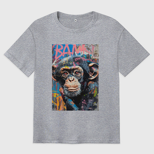 Мужская футболка оверсайз Graffiti monkey / Меланж – фото 1