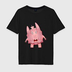 Футболка оверсайз мужская Cartoon monster pink, цвет: черный