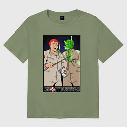 Футболка оверсайз мужская Ghostbusters - Ray and his clone ghost, цвет: авокадо