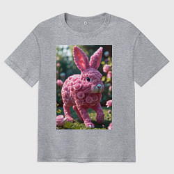 Футболка оверсайз мужская Кролик из роз, цвет: меланж