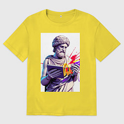 Футболка оверсайз мужская Античная статуя и граффити, цвет: желтый