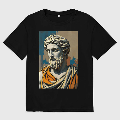 Мужская футболка оверсайз Античная статуя в теплых тонах / Черный – фото 1