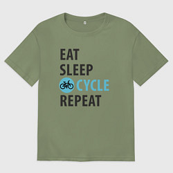 Футболка оверсайз мужская Еда сон велик, цвет: авокадо