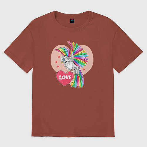 Мужская футболка оверсайз Color bird / Кирпичный – фото 1