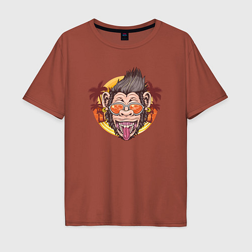 Мужская футболка оверсайз Summer monkey / Кирпичный – фото 1