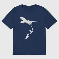 Футболка оверсайз мужская Plane surfer, цвет: тёмно-синий