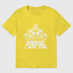 Футболка оверсайз мужская Арнольд Шварценеггер - качалка, цвет: желтый