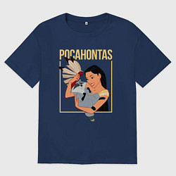 Футболка оверсайз мужская Покахонтас с енотом, цвет: тёмно-синий
