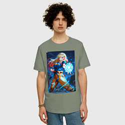 Футболка оверсайз мужская Марин Китагава косплей Dragon Ball, цвет: авокадо — фото 2