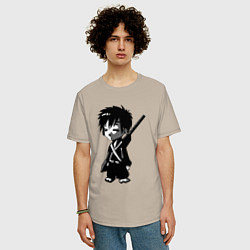 Футболка оверсайз мужская Маленький воин-самурай, цвет: миндальный — фото 2