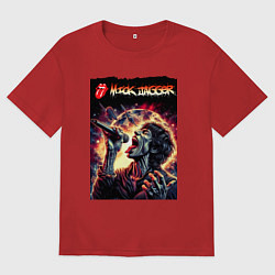 Футболка оверсайз мужская Rolling Stones singer Mick Jagger, цвет: красный