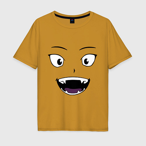 Мужская футболка оверсайз Лицо вампира в стиле аниме / Горчичный – фото 1