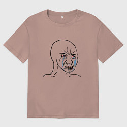 Футболка оверсайз мужская Плачущий мем, цвет: пыльно-розовый