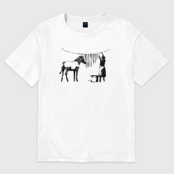 Футболка оверсайз мужская Banksy zebra, цвет: белый