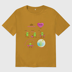Футболка оверсайз мужская Комикс про семечку, или история одной бобовой, цвет: горчичный