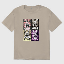 Футболка оверсайз мужская Angry rabbit, цвет: миндальный