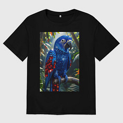 Футболка оверсайз мужская Попугай из драгоценных камней, цвет: черный