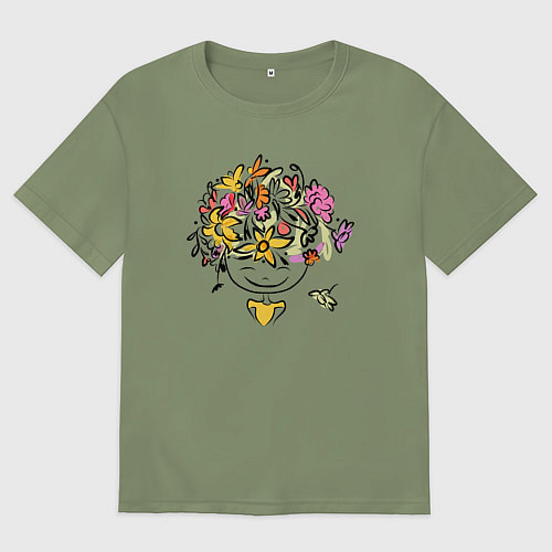 Мужская футболка оверсайз Весенняя девчонка / Авокадо – фото 1