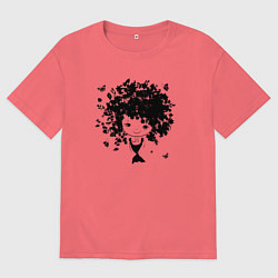 Футболка оверсайз мужская Милая весенняя девчонка, цвет: коралловый