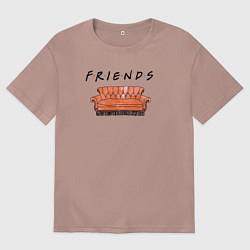 Футболка оверсайз мужская Friends - logo, цвет: пыльно-розовый
