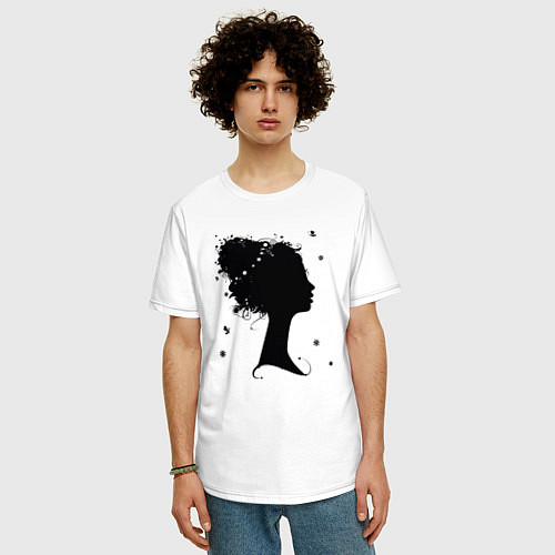 Мужская футболка оверсайз Flower girl / Белый – фото 3