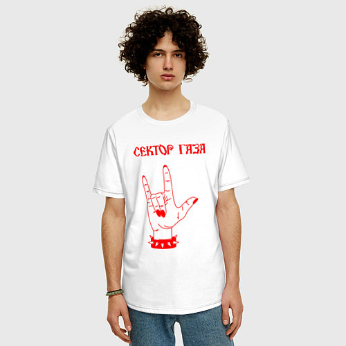 Мужская футболка оверсайз Сектор газа коза / Белый – фото 3