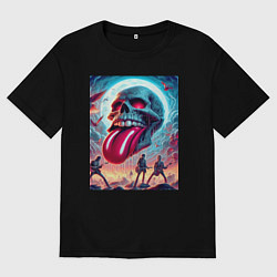 Футболка оверсайз мужская Rolling Stones - skull transformation, цвет: черный
