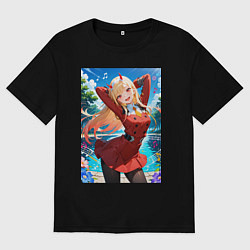 Футболка оверсайз мужская Марин Китагава косплей 002 Darling in the Franxx, цвет: черный