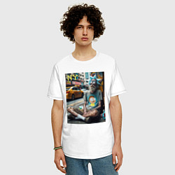 Футболка оверсайз мужская Rick Sanchez is a hippie from New York, цвет: белый — фото 2