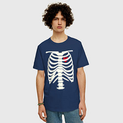 Футболка оверсайз мужская Сердце в скелете, цвет: тёмно-синий — фото 2
