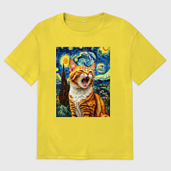 Футболка оверсайз мужская Крик котика, цвет: желтый