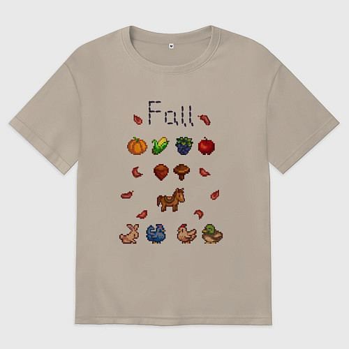 Мужская футболка оверсайз Stardew Valley fall / Миндальный – фото 1