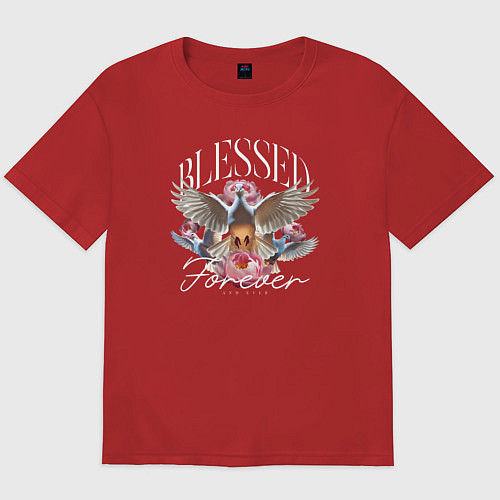 Мужская футболка оверсайз Blessed forever and ever / Красный – фото 1