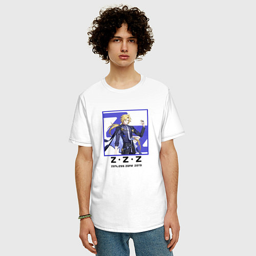 Мужская футболка оверсайз Хьюго Влад - Zenless Zone Zero / Белый – фото 3