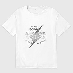 Футболка оверсайз мужская Scania always on time, цвет: белый