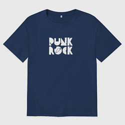 Футболка оверсайз мужская Punk rock in white, цвет: тёмно-синий