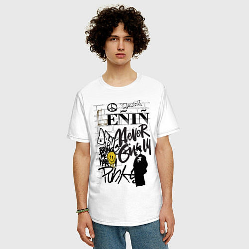 Мужская футболка оверсайз Lenin граффити / Белый – фото 3
