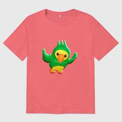 Футболка оверсайз мужская Попугай PK XD, цвет: коралловый