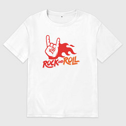 Футболка оверсайз мужская Rock and roll fire, цвет: белый
