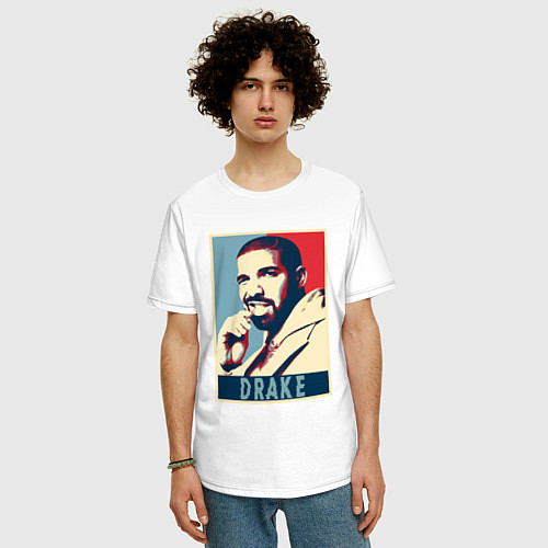 Мужская футболка оверсайз Drake obey / Белый – фото 3