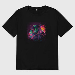 Футболка оверсайз мужская Космический огонь, цвет: черный